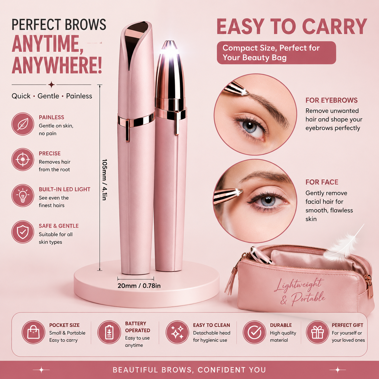 Flawless Brows Eyebrow Hair Remover Machine - (chargeable )