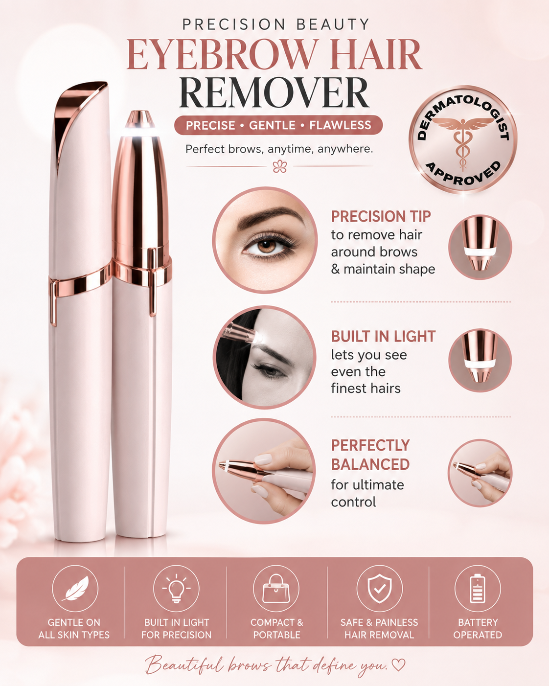 Flawless Brows Eyebrow Hair Remover Machine - (chargeable )