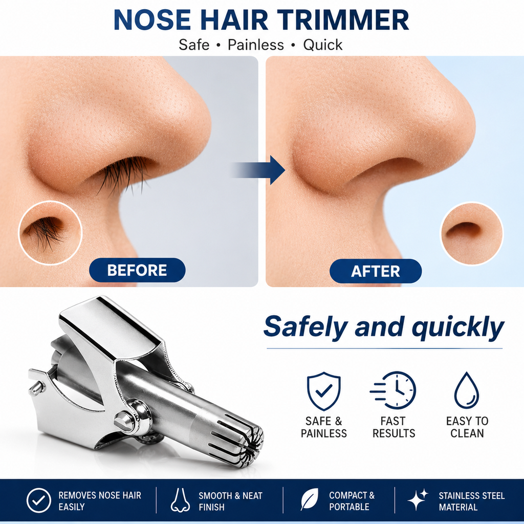 Manual Nose & Ear Hair Trimmer – Stainless Steel Precision Trimming Tool for Safe and Painless Grooming