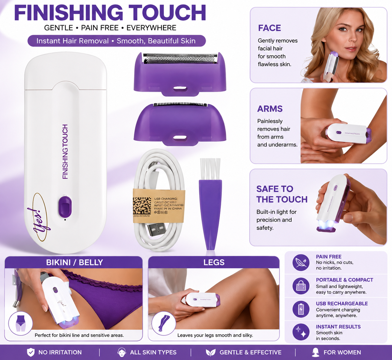 Rechargeable Yes Hair Remover Instant Pain Free Removal Machine
