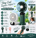 Digital Display Portable Mini Fan – 5-in-1 Multipurpose USB-C Rechargeable Handheld Fan - With Cable (Random Color)