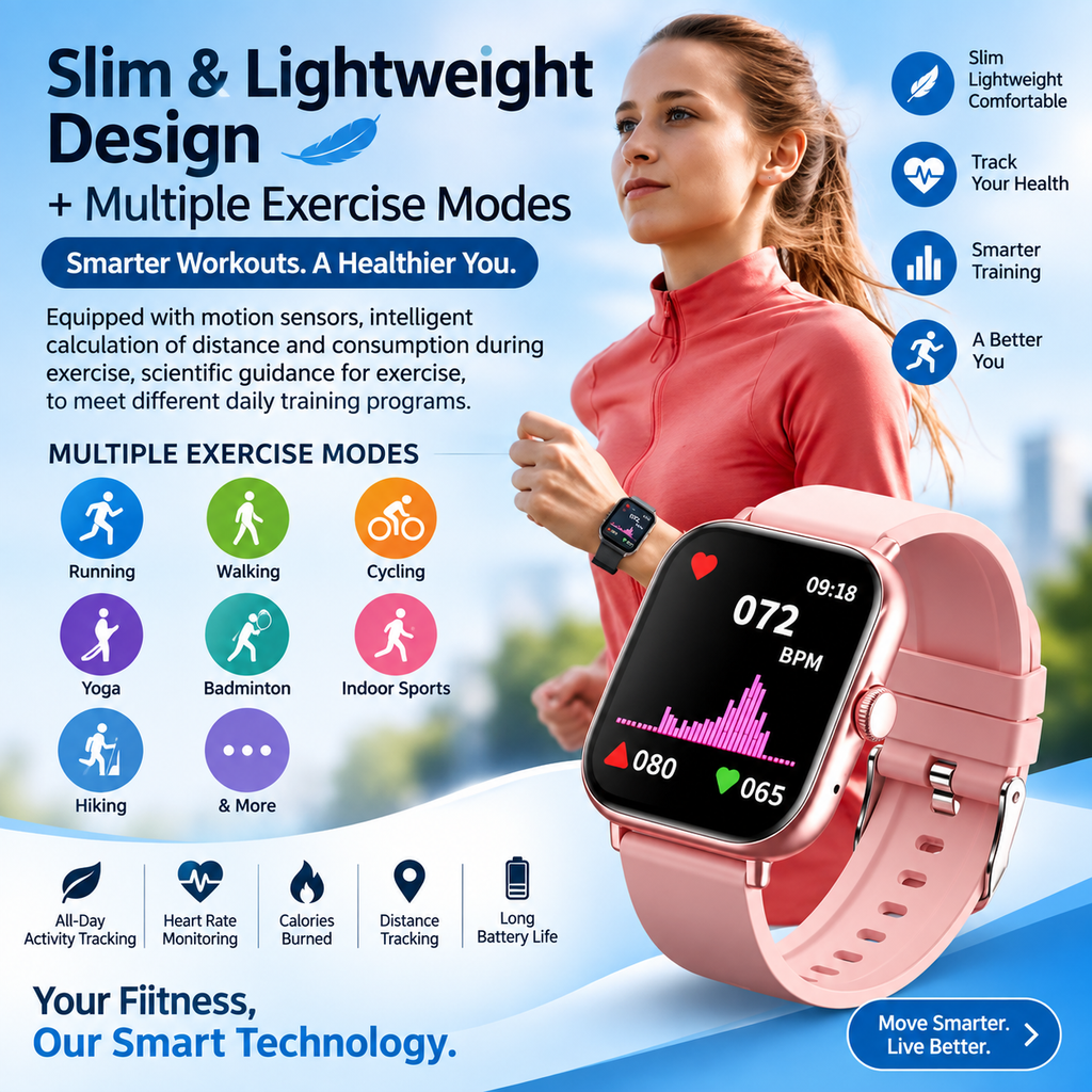 A58 Plus 6 in 1 - Smartwatch For Women | Best Quality Smart Watch For Girls | Perfect For Gift - Rose  Color