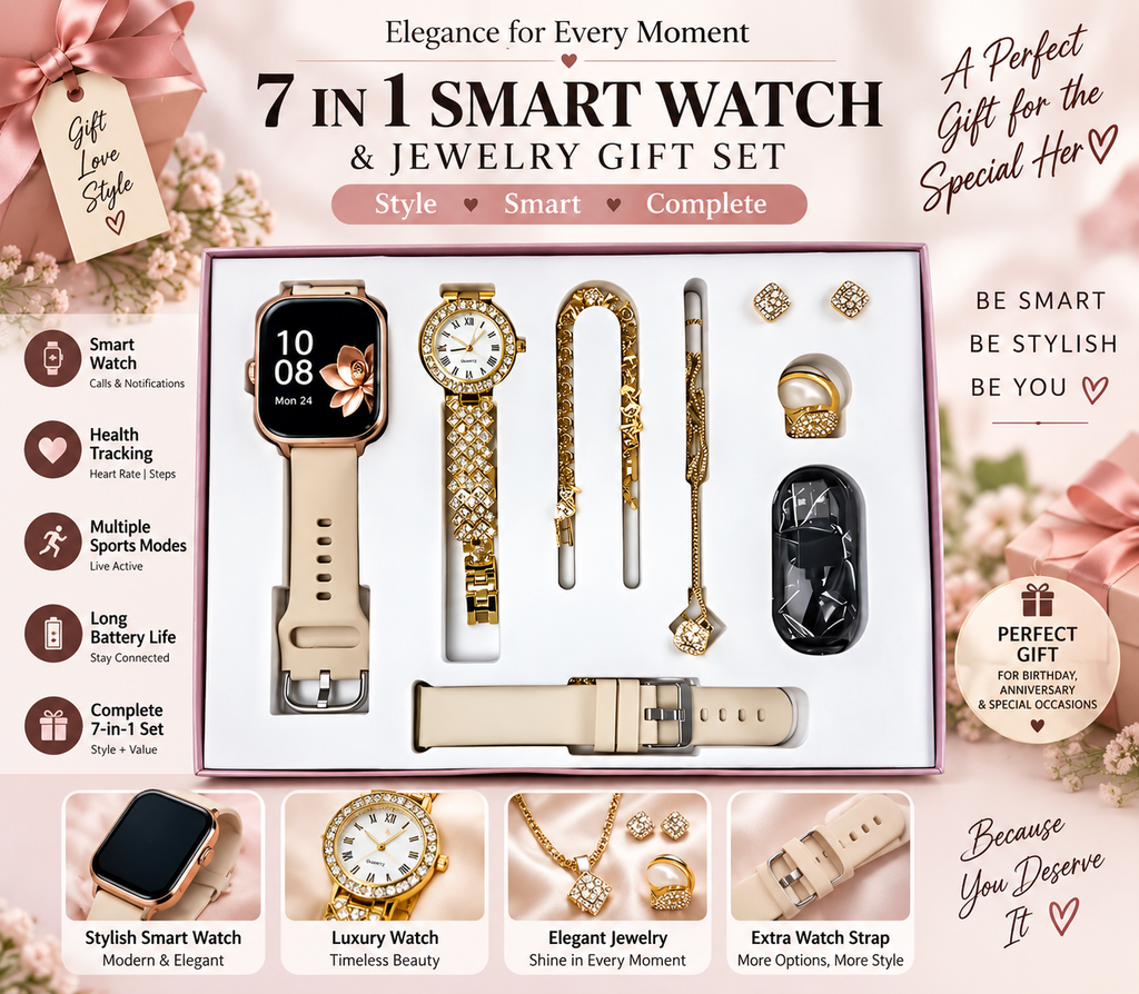 A58 Plus 6 in 1 - Smartwatch For Women | Best Quality Smart Watch For Girls | Perfect For Gift - Rose  Color