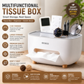 Ecoco Tissue Box With Multifunctional Storage Drawer Creative Desk Organizer For Kitchen Living Room And Office