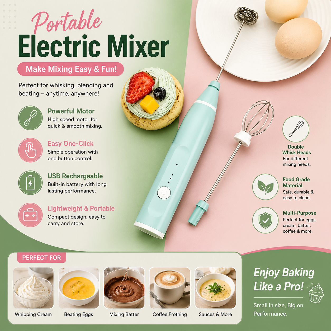 Electric Coffee Beater | Handheld Milk Frother & Mini Blender | Powerful Foam Maker for Coffee, Cappuccino & Beverages