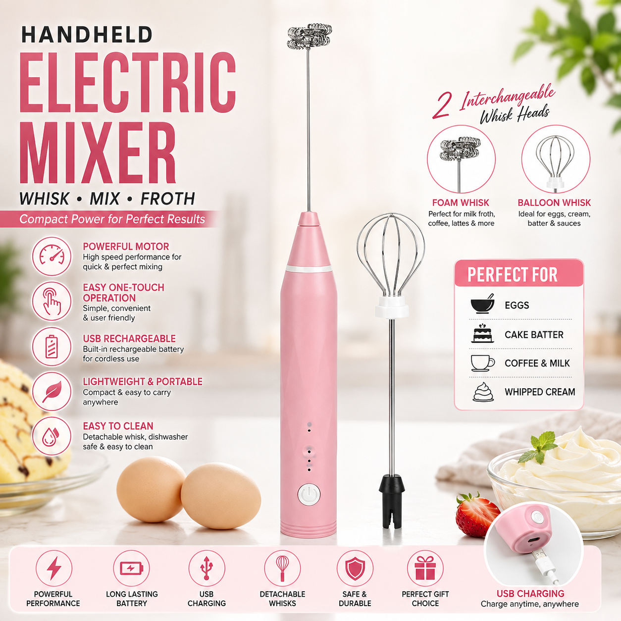 Electric Coffee Beater | Handheld Milk Frother & Mini Blender | Powerful Foam Maker for Coffee, Cappuccino & Beverages