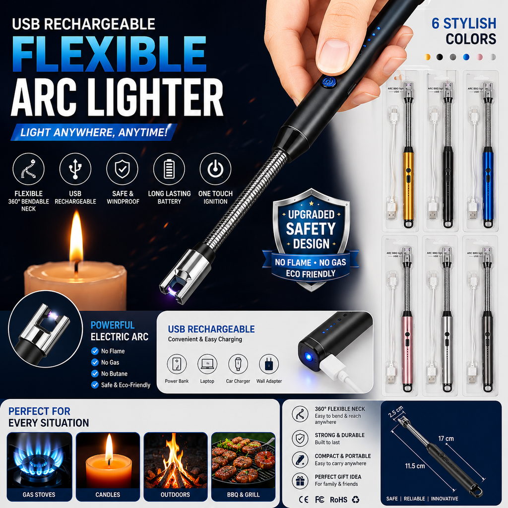 Plasma Electric Lighter – USB Rechargeable Flameless Windproof Arc Lighter