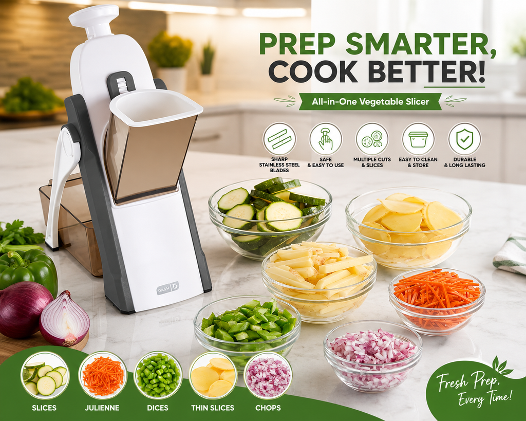 Mandoline Slicer | Safe Adjustable Vegetable Cutter | Multi‑Purpose Kitchen Chopper & Manual Grater ( Random Colour )