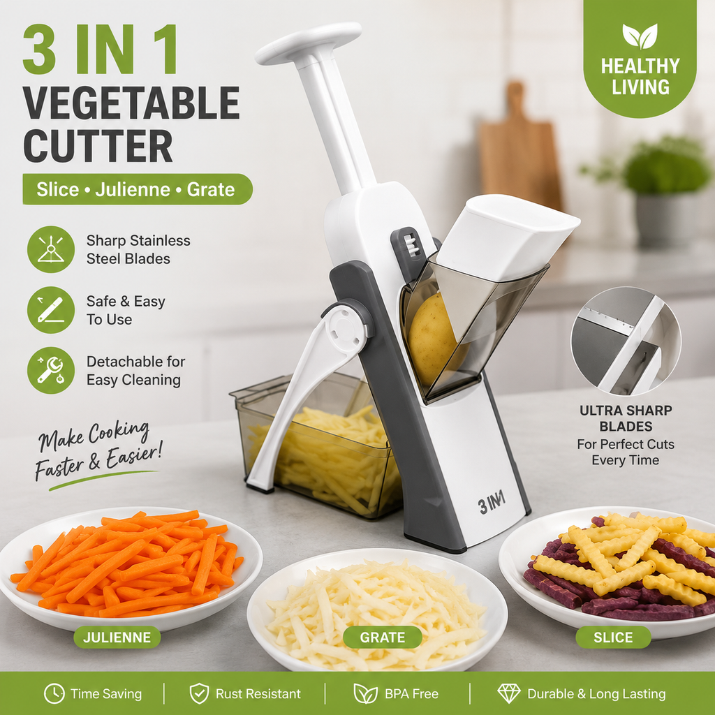 Mandoline Slicer | Safe Adjustable Vegetable Cutter | Multi‑Purpose Kitchen Chopper & Manual Grater ( Random Colour )