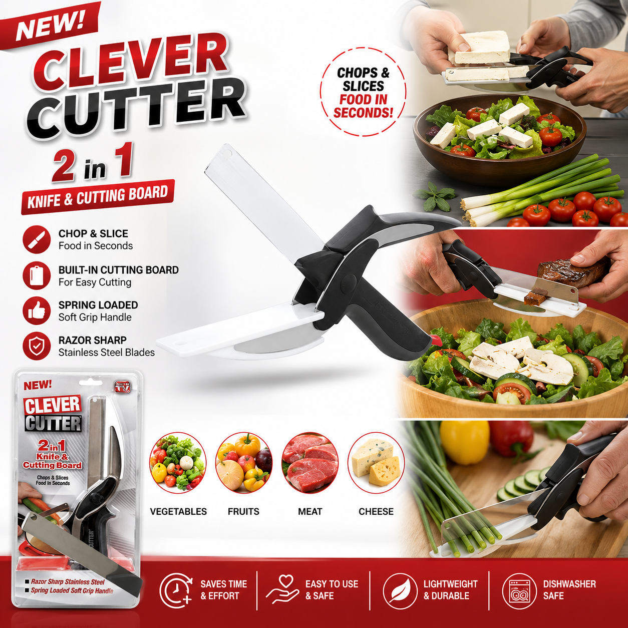 New Smart Clever Cutter Scissor 2 In 1 Cutting Board Utility Cutter Stainless Steel Outdoor Vegetable Knife Multi Function