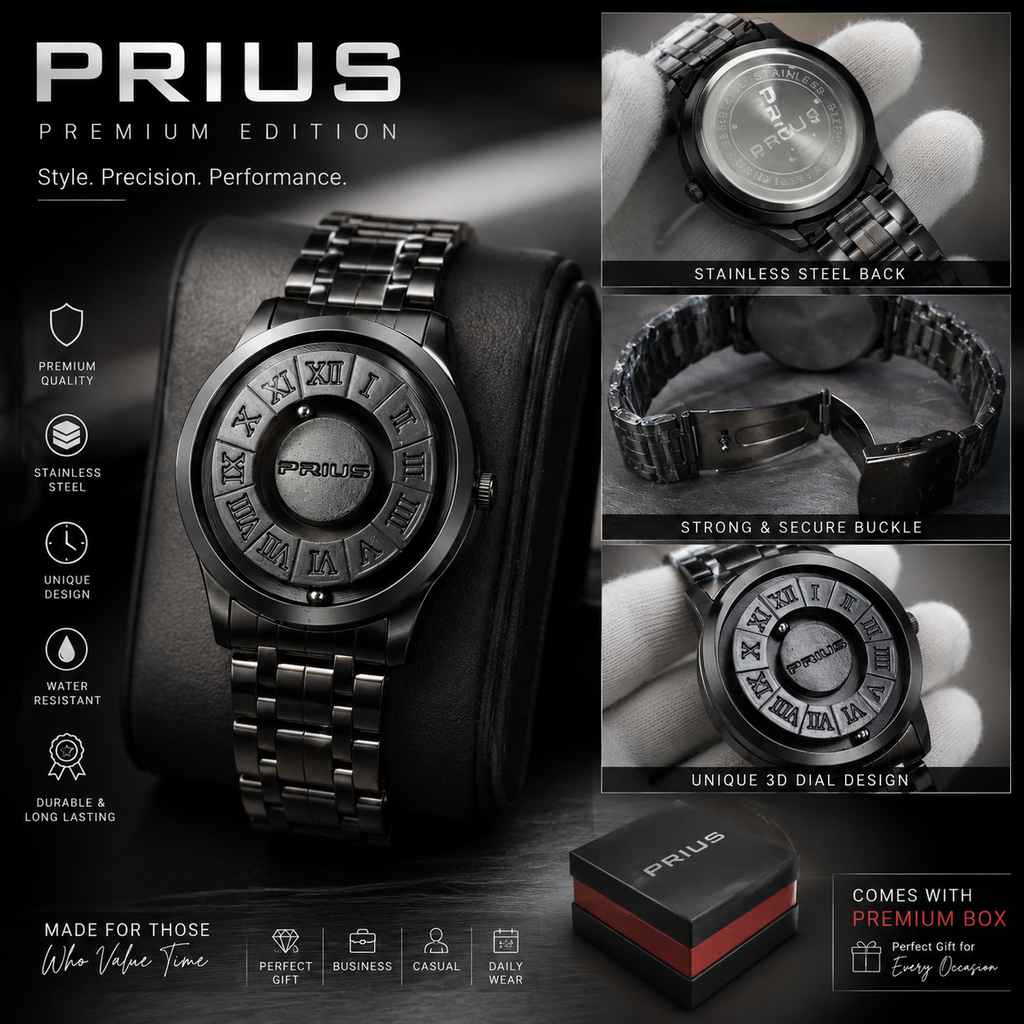 Black Stainless Steel Magnetic Ball Watch Providing Modern Design Everyday Style Support - With Box