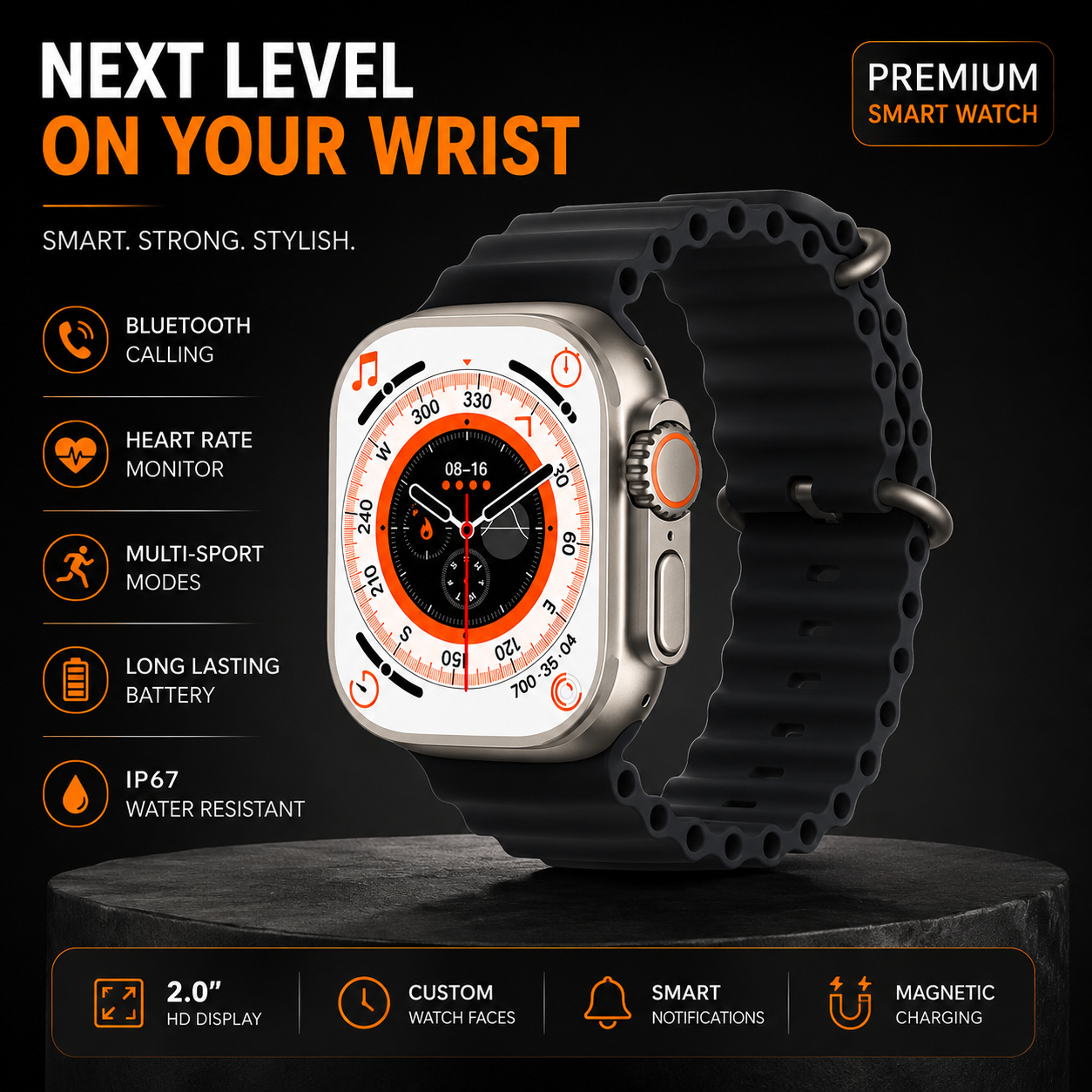T900 Ultra 2 Smart Watch For Men Women Full Touch Bluetooth Call Smartwatch Men Women Ultra Watch / T900 Ultra 2 Smart Watch - Black