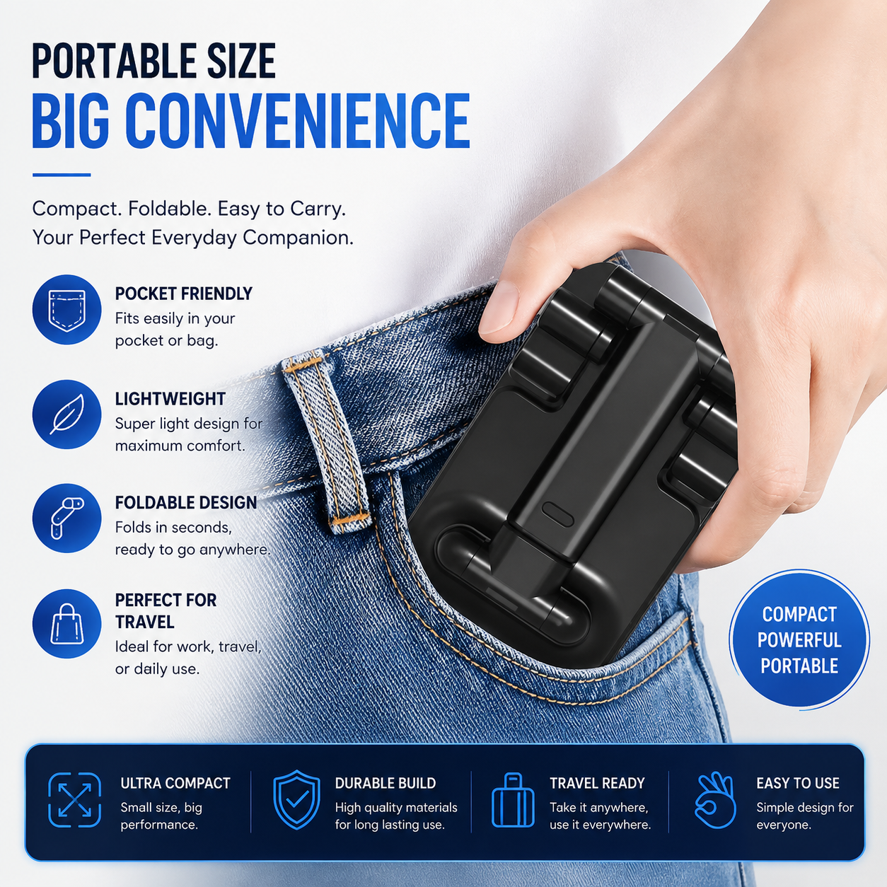 Adjustable Desktop Phone Holder Stand – Universal Mobile Stand with Angle & Height Adjustment | Foldable Anti-Slip Cell Phone Holder for All Smartphones