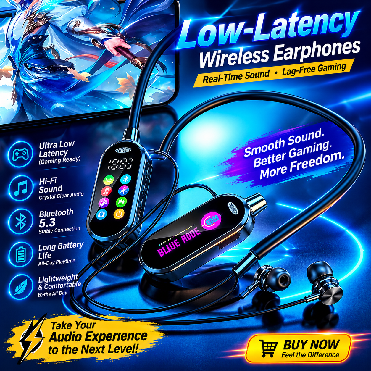 Bluetooth 5.4 Wireless Neckband Earphones with Voice Changer, ENC Noise Cancellation, LED Display, HiFi Deep Bass & 50 Hours Playtime
