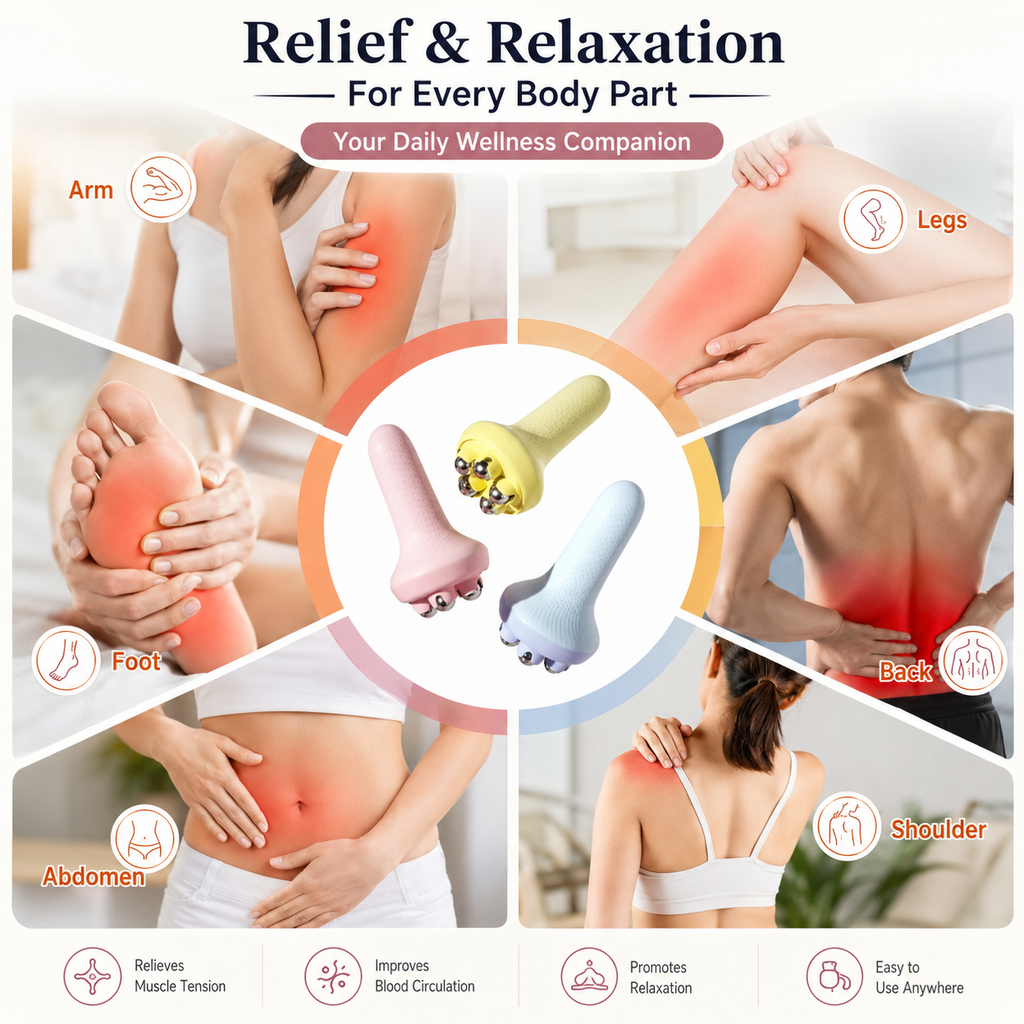 360 Roller Manual Hand Massager Handheld Massage Ball Full Body Pain Relief Neck Back Shoulder Leg And Foot (Random Color)