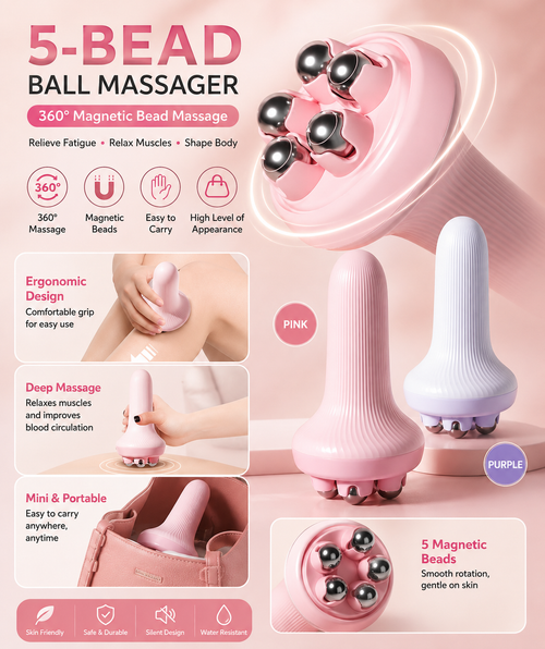 360 Roller Manual Hand Massager Handheld Massage Ball Full Body Pain Relief Neck Back Shoulder Leg And Foot (Random Color)