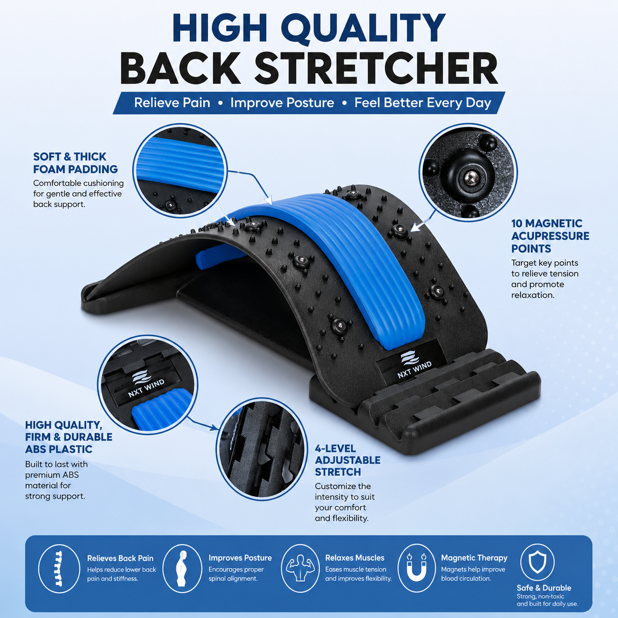 Chiropractic Magic Back Stretcher | Lumbar Massage Support | Spine Pain Relief | Posture Corrector