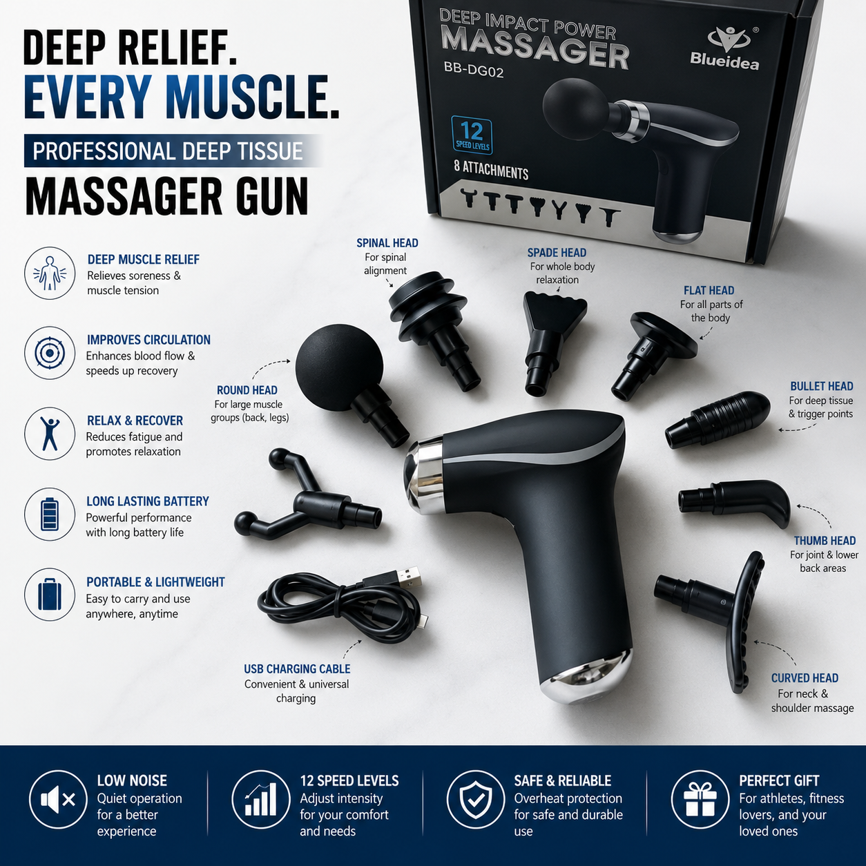 Cordless & Rechargeable Compact Body Massager | Model BLD-811 | Best Quality Massager
