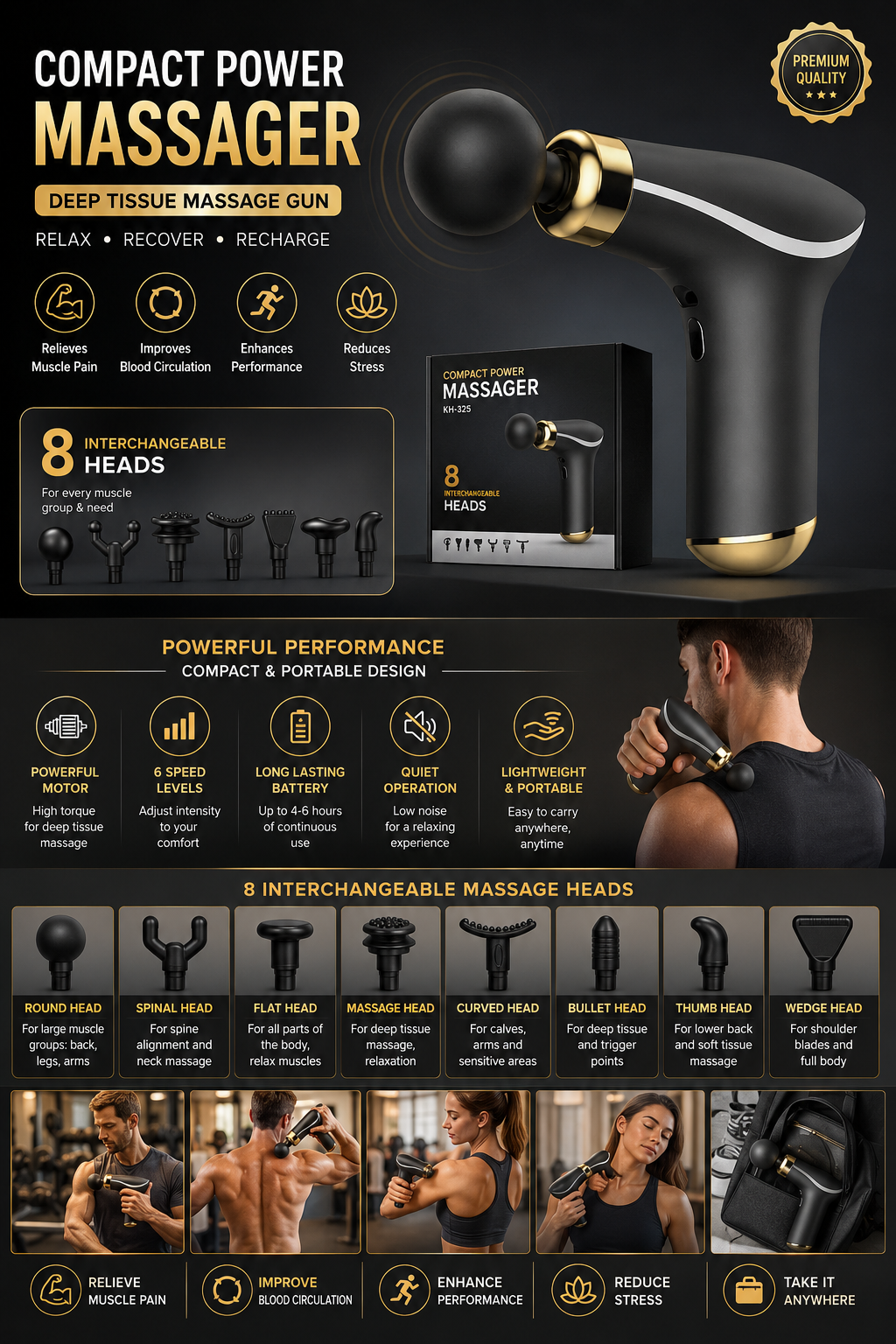 Cordless & Rechargeable Compact Body Massager | Model BLD-811 | Best Quality Massager