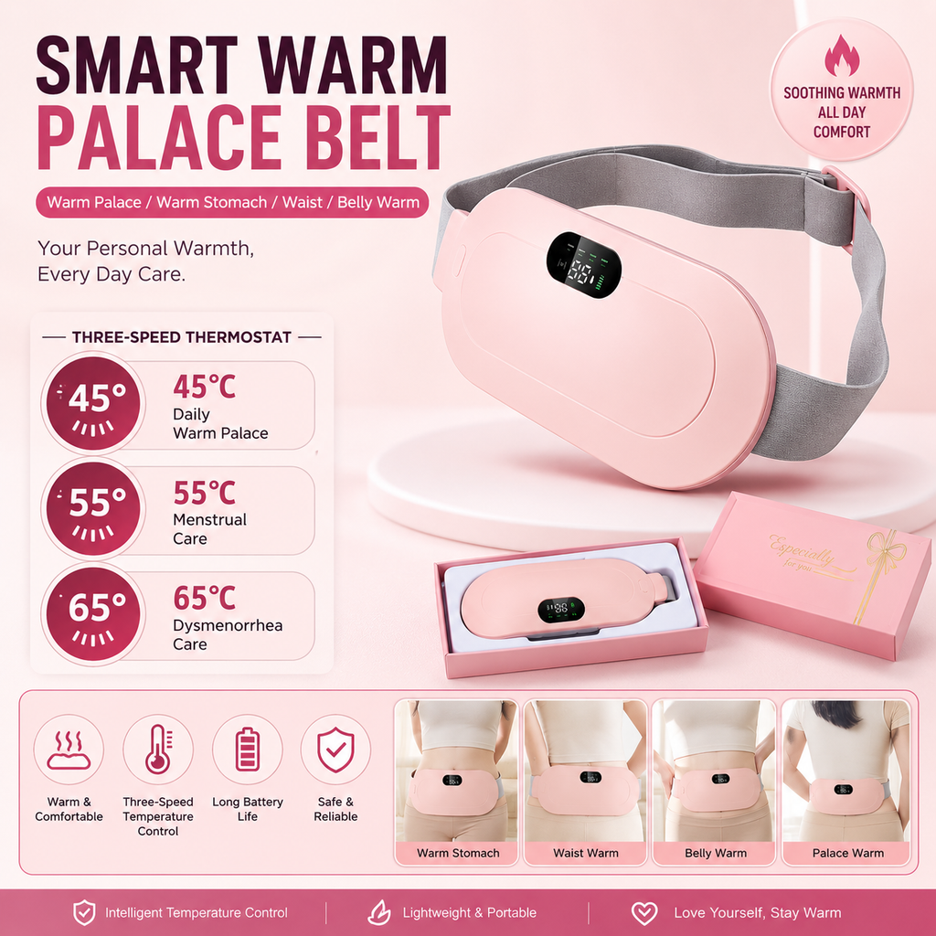 Heating Pad Women Period Pain Cramp Relief Belt | Portable Electric Menstrual Heating Pad With 3 Heat Levels & 4 Massage Modes For Belly And Waist Pain Relief