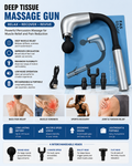 Long-Handle Fascial Gun Massager – Ergonomic Percussion Massage Tool with 4 Interchangeable Heads – Rechargeable Full Body Muscle Relaxer