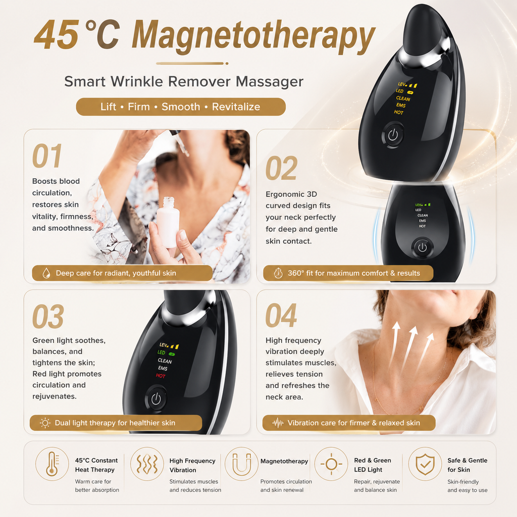 Vegena Face Massager Against Wrinkles, Face Beauty Device, Electric Face Massager Anti-Wrinkle with 3 Modes 45°C Anti-Wrinkle Face Device Skin Tightening Ems Face Care Device Anti-Wrinkle