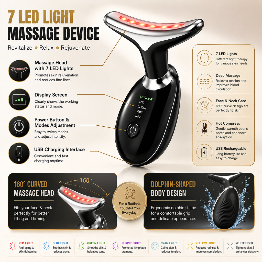 Vegena Face Massager Against Wrinkles, Face Beauty Device, Electric Face Massager Anti-Wrinkle with 3 Modes 45°C Anti-Wrinkle Face Device Skin Tightening Ems Face Care Device Anti-Wrinkle