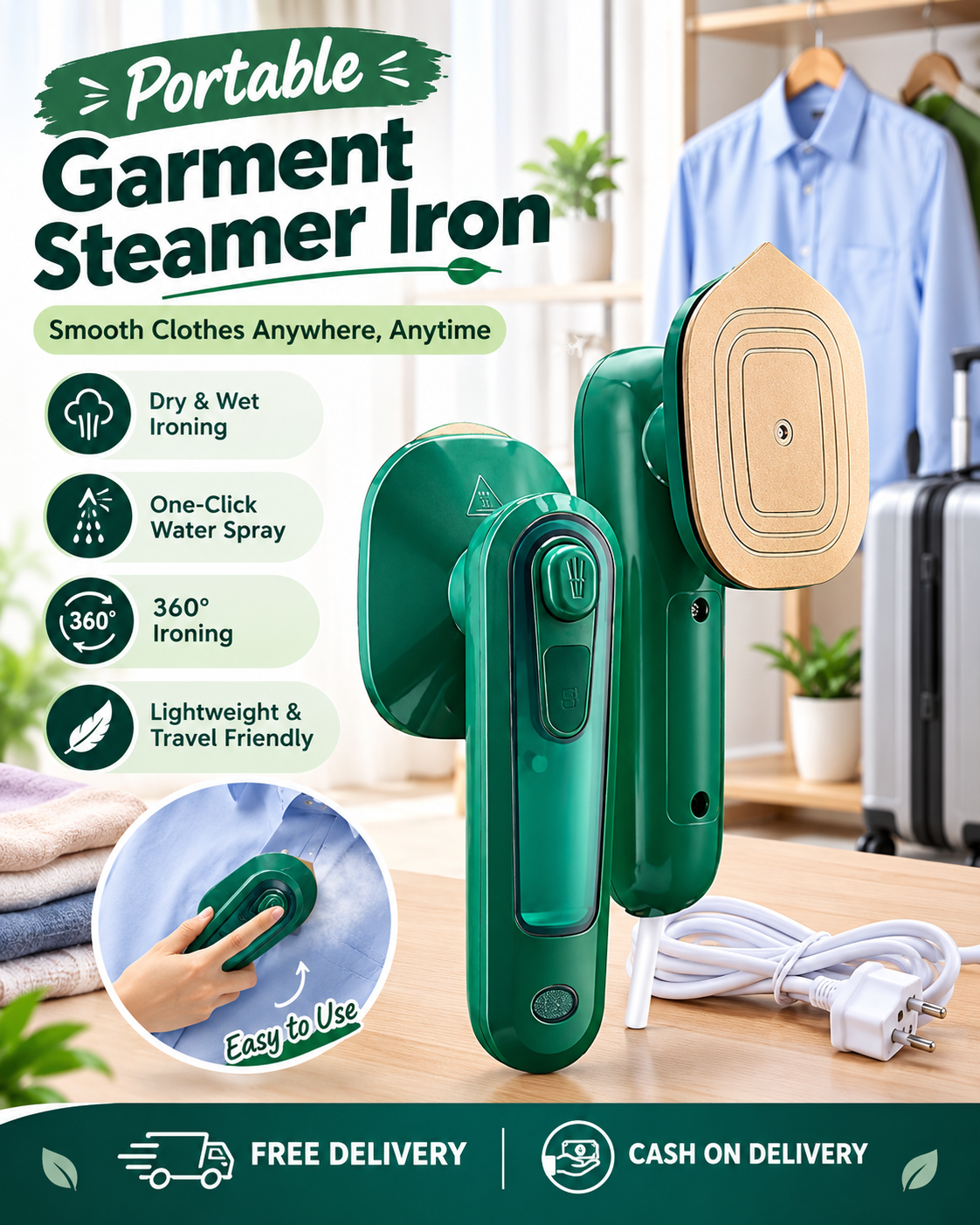 Professional Micro Steam Iron | Handheld Portable Garment Steamer for Clothes | Quick Heat-Up Mini Household Ironing Machine