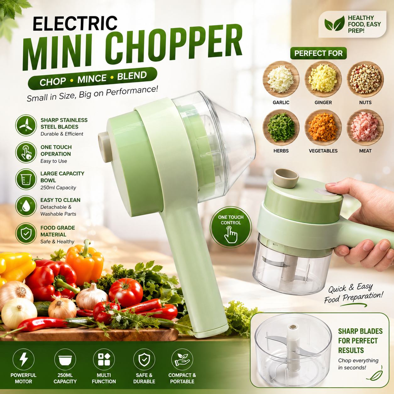 Electric Handheld Vegetable Cutter Slicer Multifunctional Food Chopper Compact Durable And Easy To Use Kitchen Tool