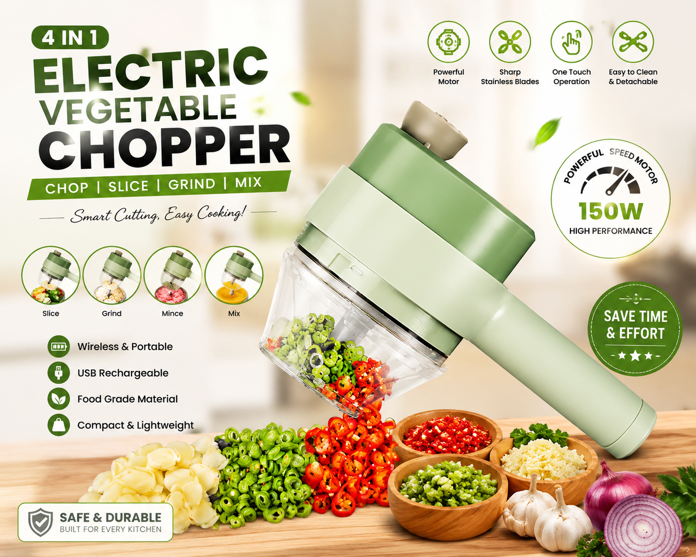 Electric Handheld Vegetable Cutter Slicer Multifunctional Food Chopper Compact Durable And Easy To Use Kitchen Tool