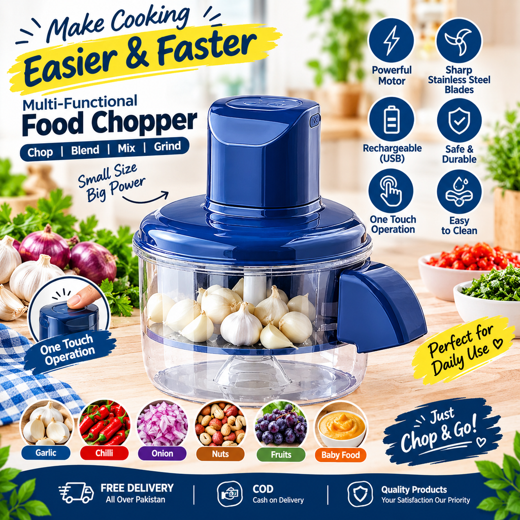 Multi-Functional Vegetable & Fruit Chopper – Manual Food Cutter with Transparent Bowl for Garlic, Fruits, Vegetables & More