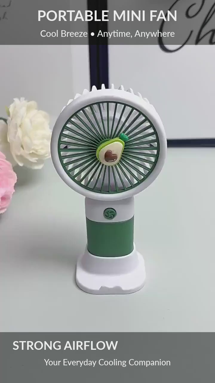 Rechargeable Mini Handy Fan Portable USB Cooling Fan Cute Design Handheld Fan for Kids and Travel - With Cable (Random Color)