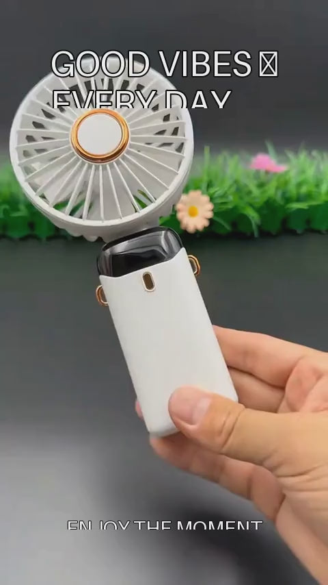 Rechargeable Hand Fan with LED Display | 5 Speed Modes Portable Mini Handy Fan for Kids & School Use