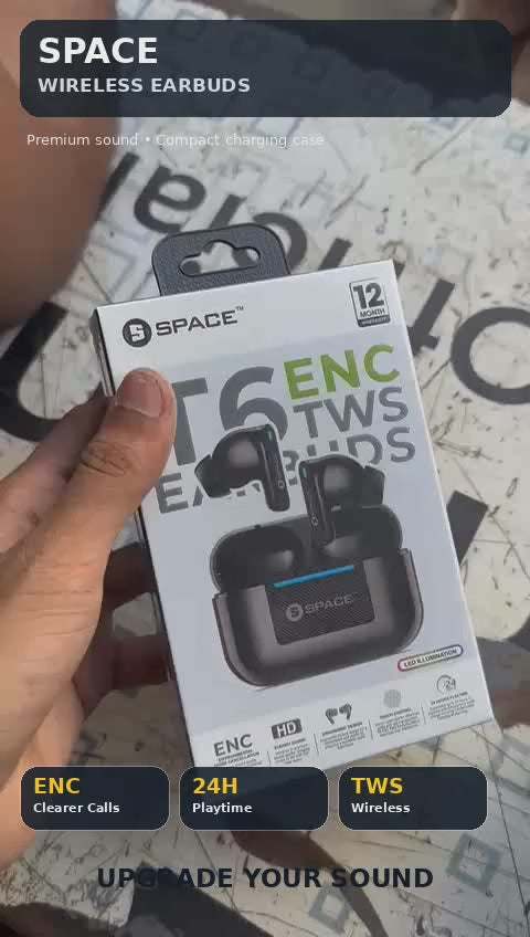 T6 ENC TWS Earbuds | Wireless Bluetooth Earbuds with Noise Cancellation & Long Battery Life