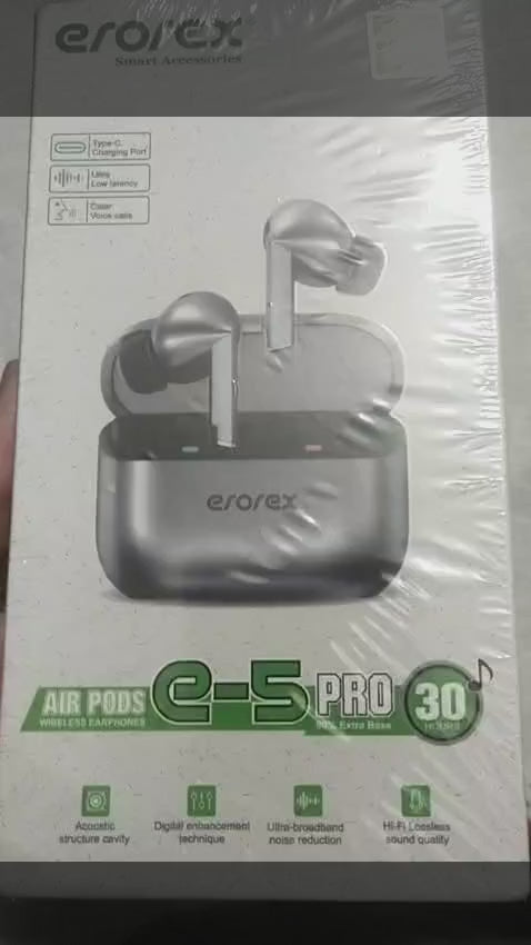 Erorex AirPods E-5 Pro TWS Wireless Bluetooth 5.3 Earbuds with ENC Noise Cancellation, Touch Control & Charging Case